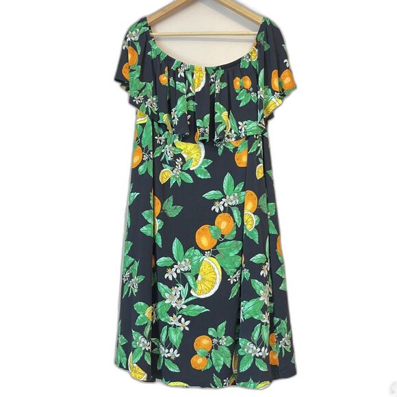 Lane Bryant Dresses & Skirts - Lane Bryant Convertible Off-The-Shoulder A-Line Dress Sz 22/24 Navy Lemon Print